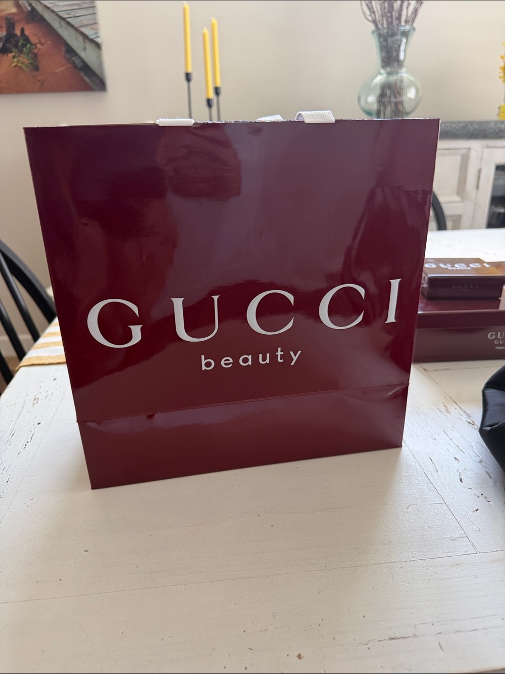 Gucci Beauty Gift Bag - Burgundy with White Logo
